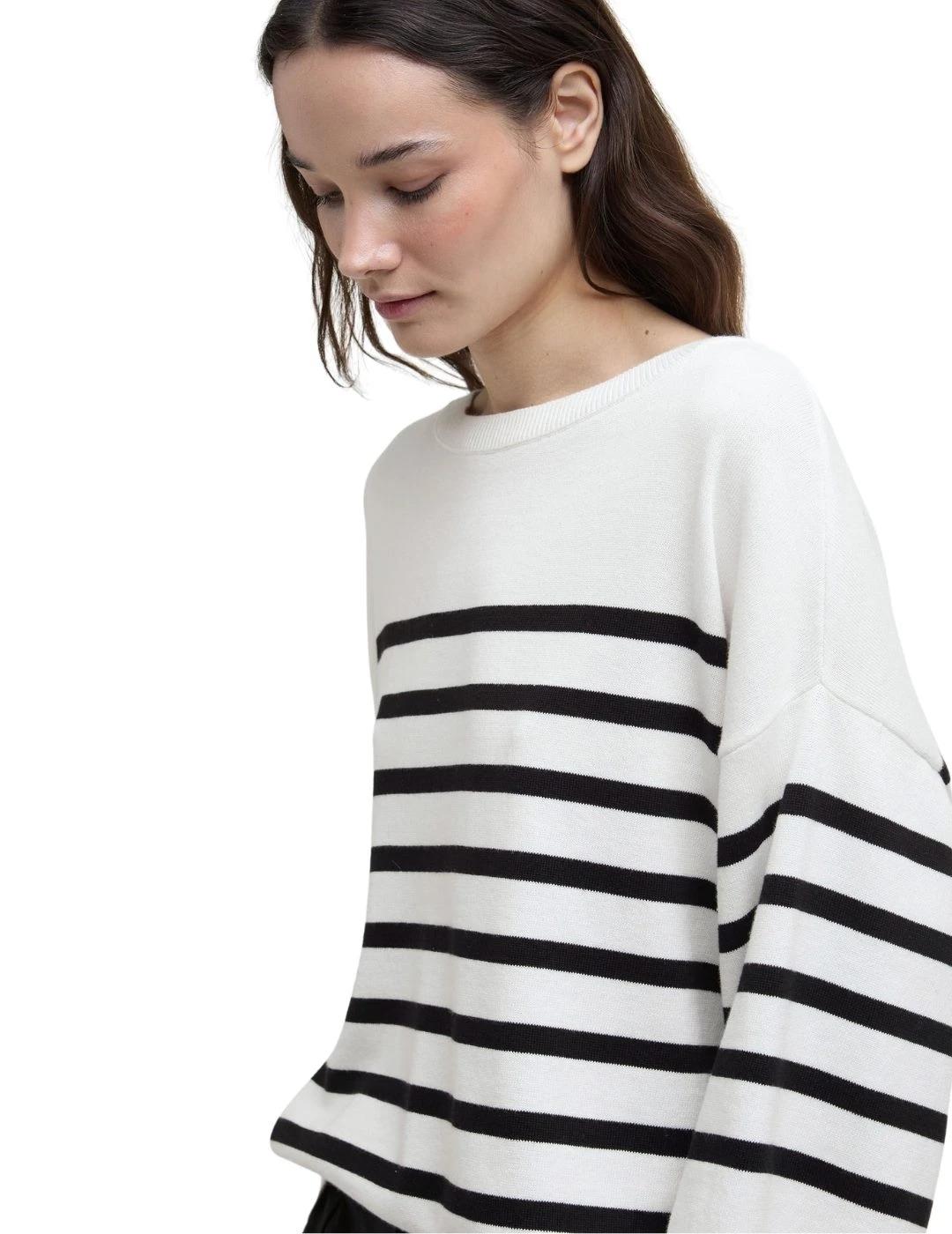 Barbour Jersey Renfew Crew neck Rayas negras mujer