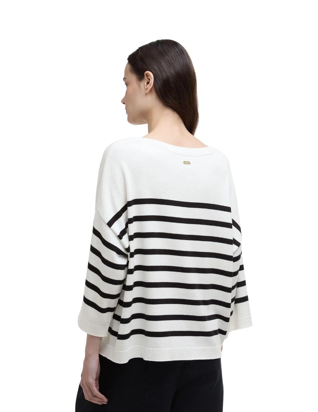 Barbour Jersey Renfew Crew neck Rayas negras mujer