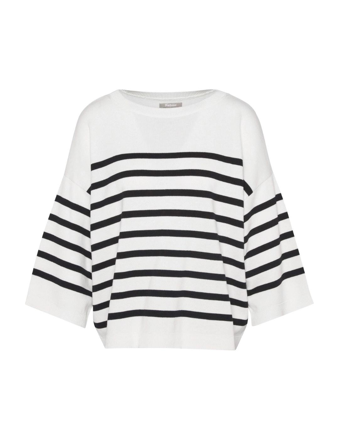 Barbour Jersey Renfew Crew neck Rayas negras mujer