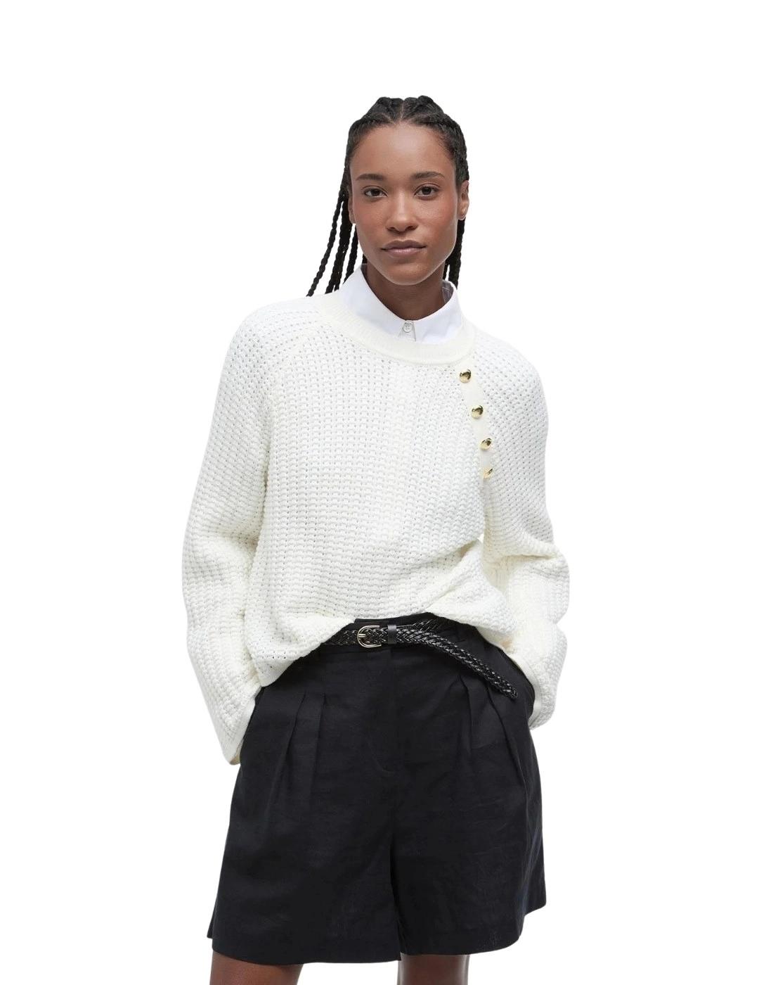 Barbour Jersey Angela Crew neck Blanco mujer