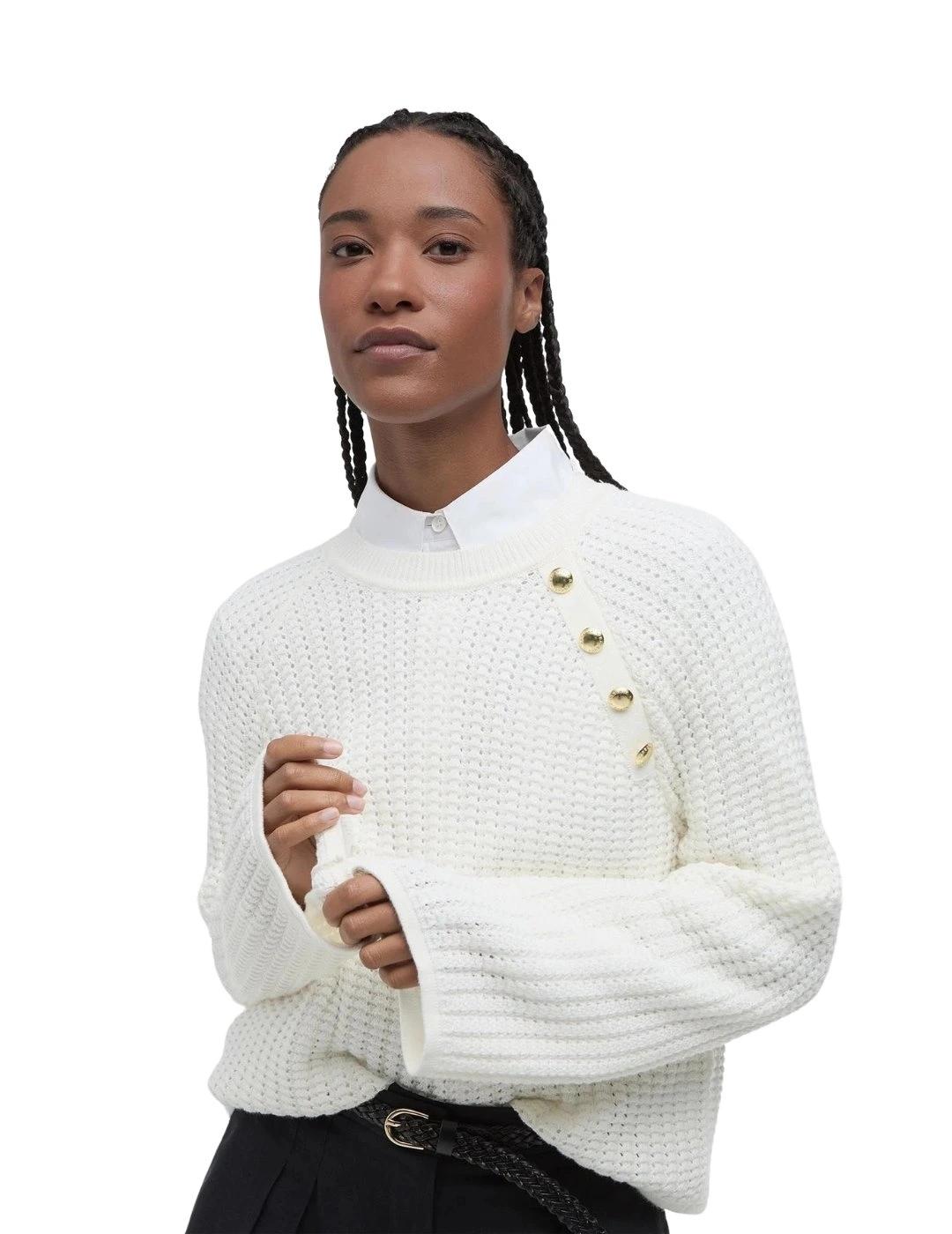 Barbour Jersey Angela Crew neck Blanco mujer