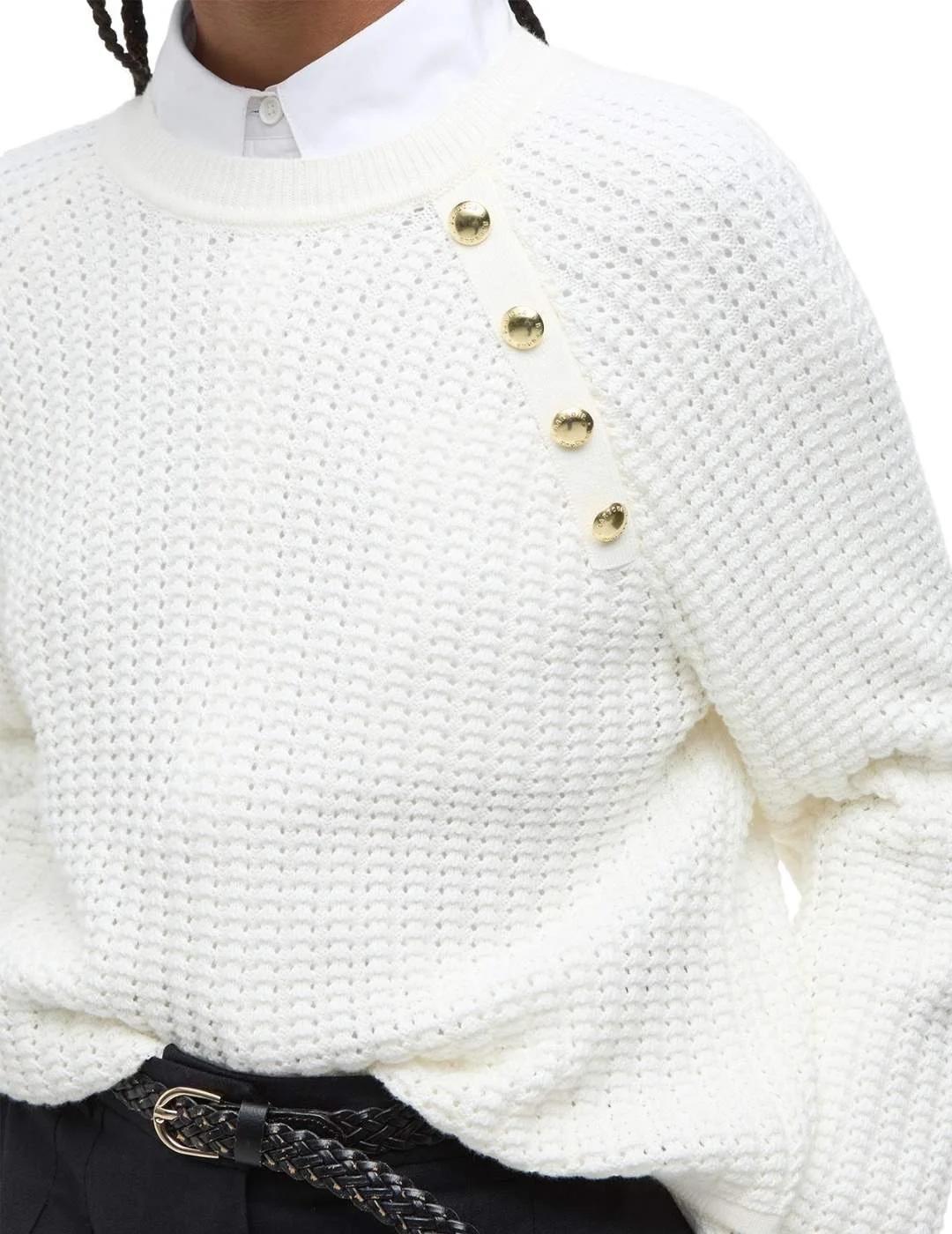 Barbour Jersey Angela Crew neck Blanco mujer