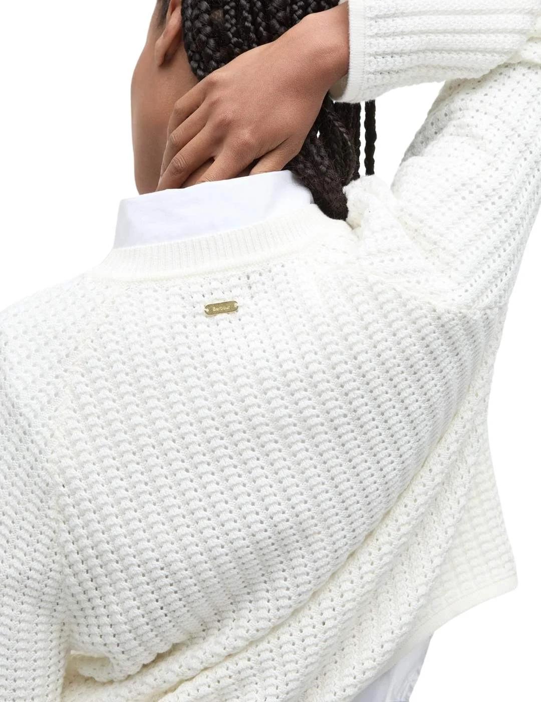 Barbour Jersey Angela Crew neck Blanco mujer