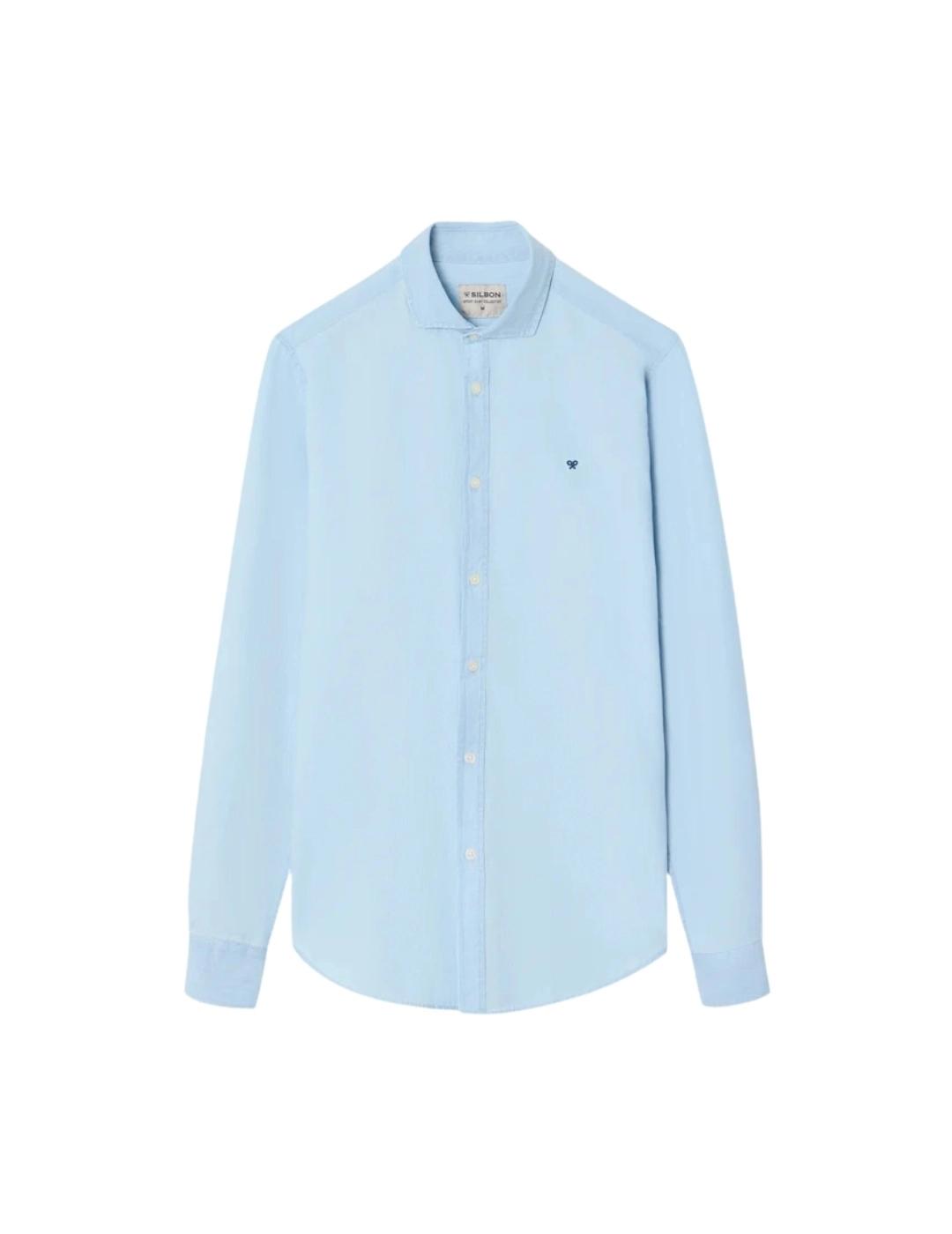 Silbon Camisa Sport Denim Cutaway Azul Claro