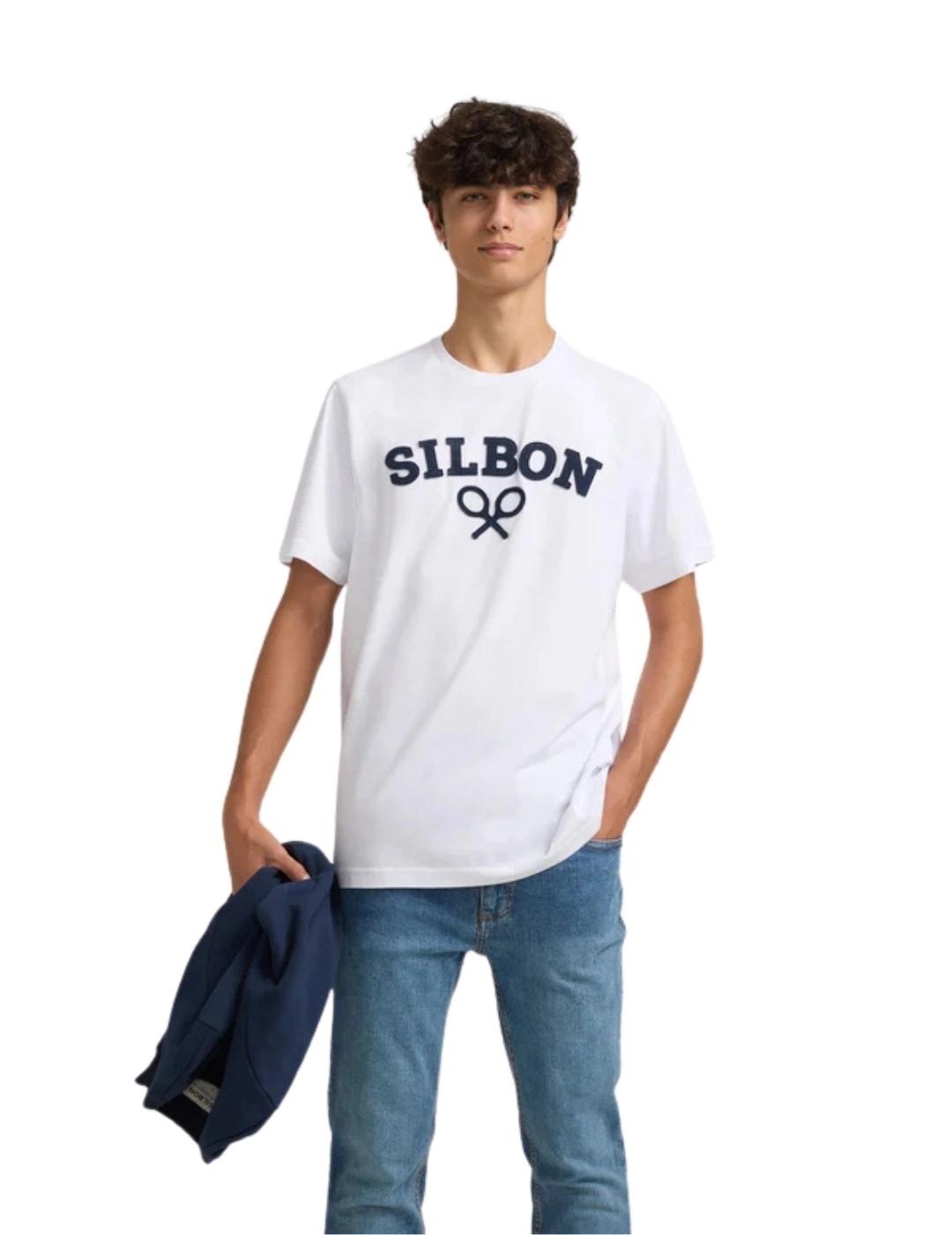 Silbon Camiseta Silbon Raqueta Media Blanca