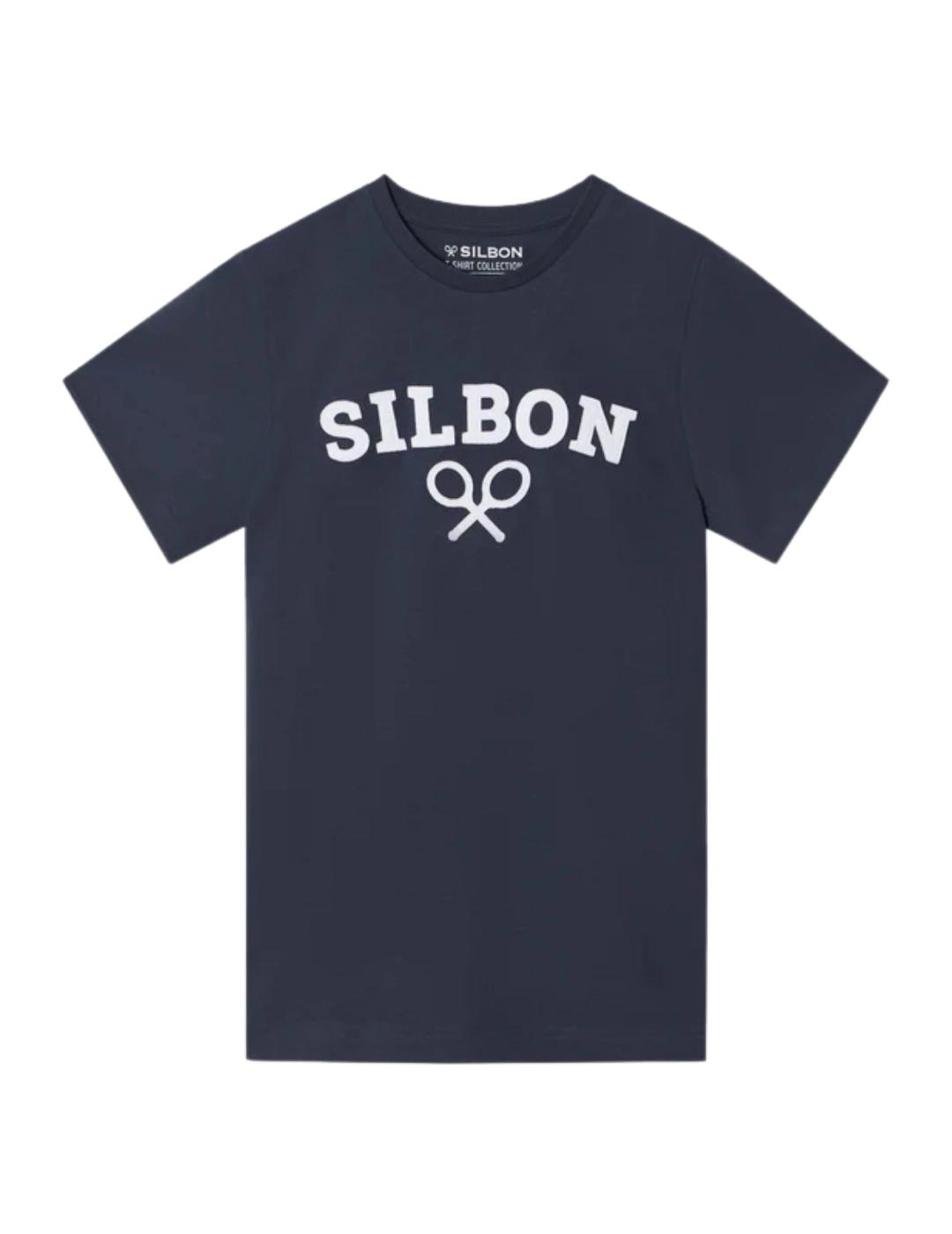 Silbon Camiseta Silbon Raqueta Media Azul Marino