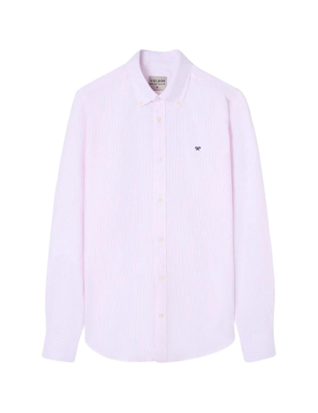 Silbon Camisa Sport Oxford Rayas Rosas