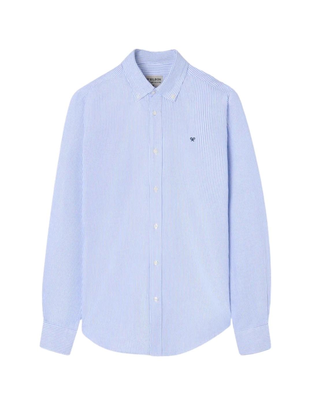 Silbon Camisa Sport Oxford Rayas Azul Medio