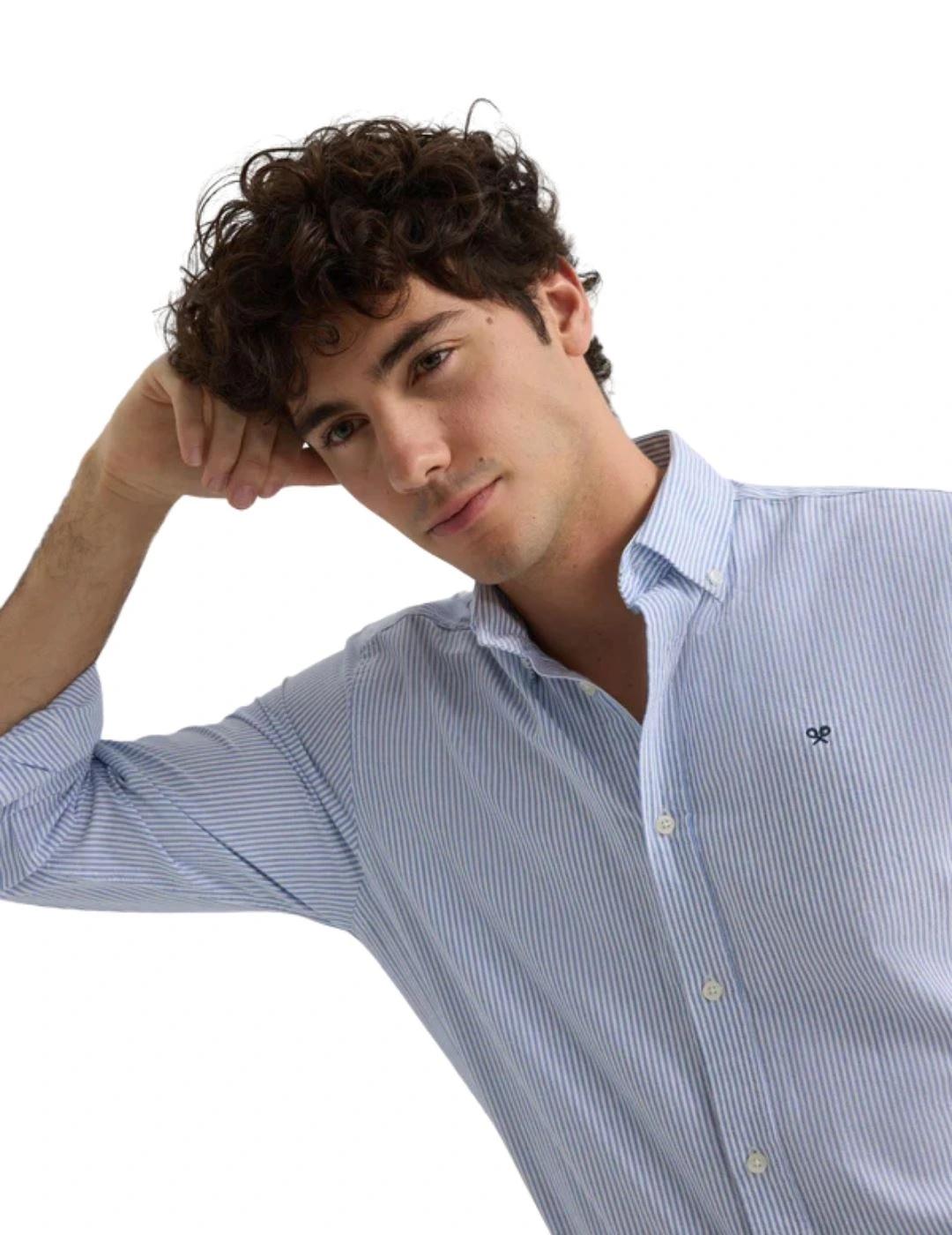 Silbon Camisa Sport Oxford Rayas Azul Medio