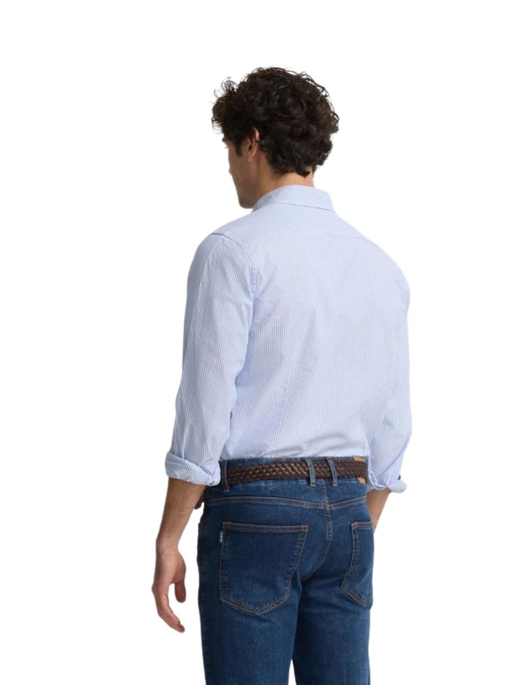 Silbon Camisa Sport Oxford Rayas Azul Medio