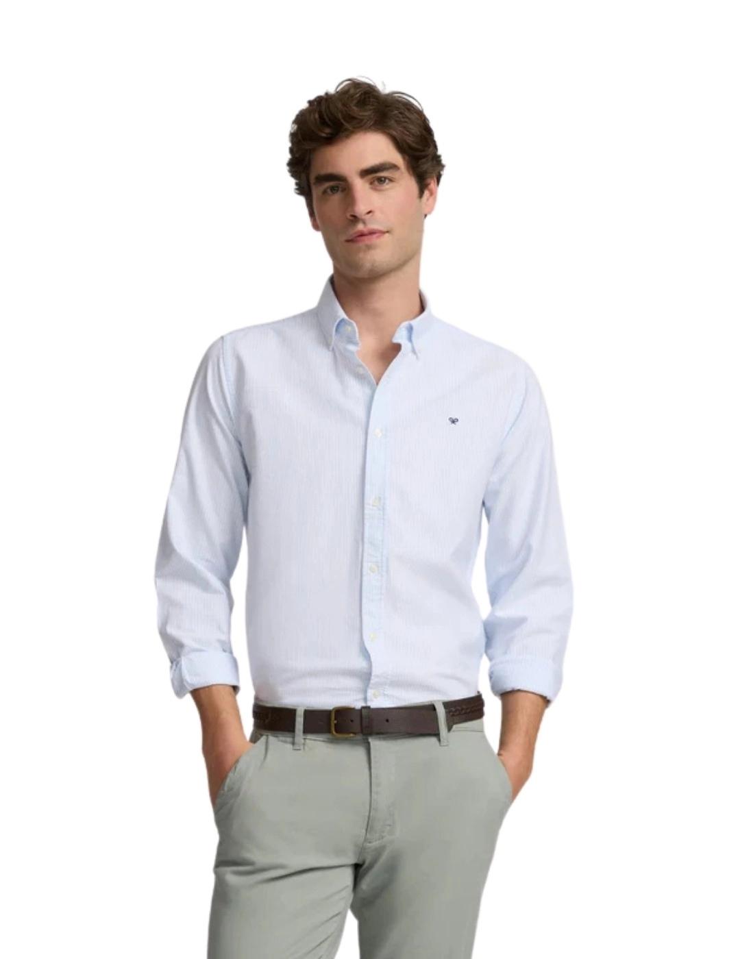 Silbon Camisa Sport Oxford Rayas Celeste