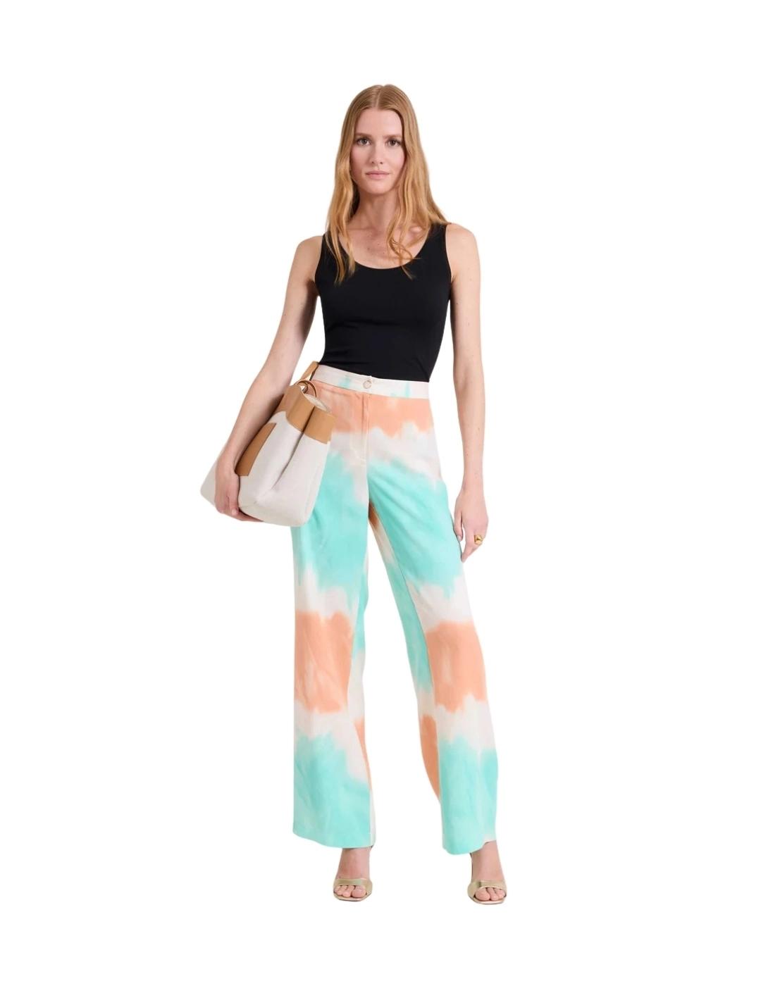Naf Naf Pantalón Tie Dye Verde menta