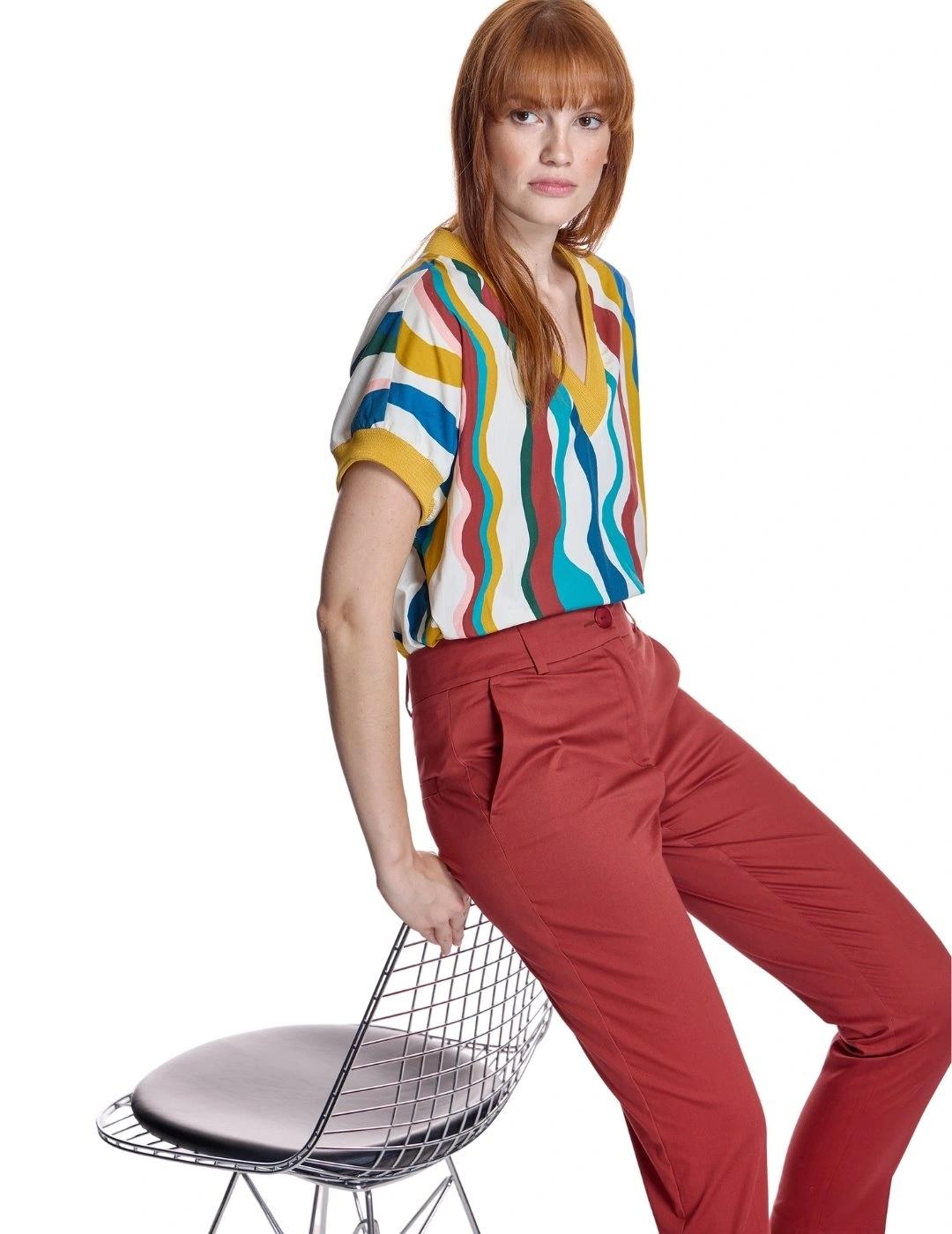 Alba Conde Pantalón largo ajustado Teja