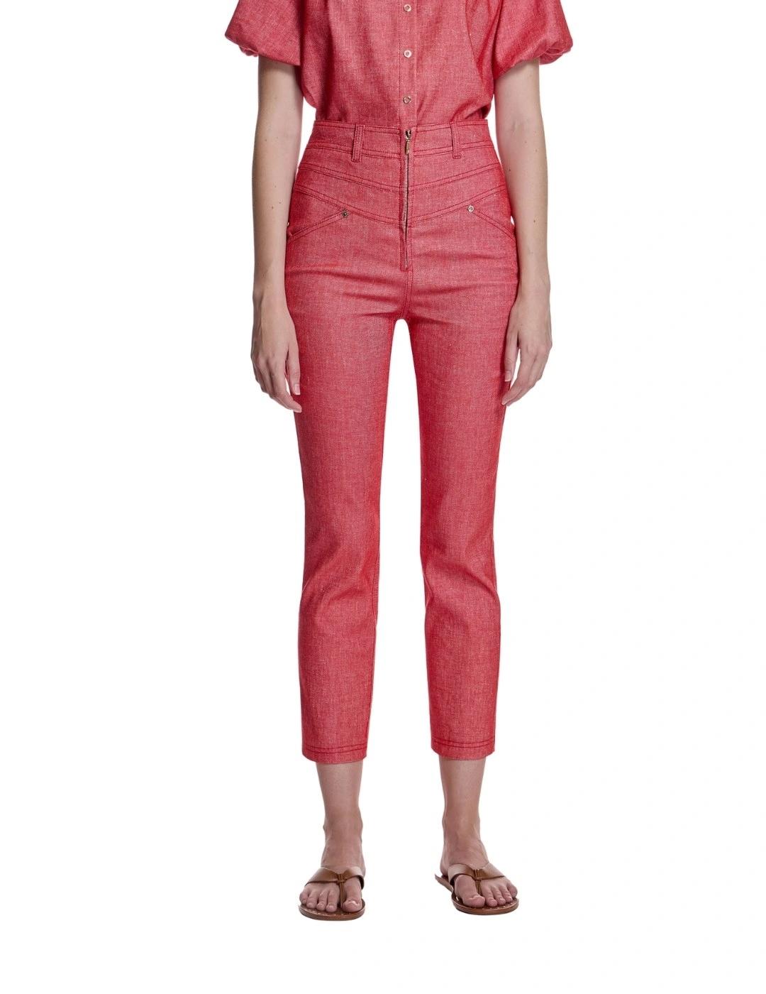 Alba Conde Pantalón Capri Rojo