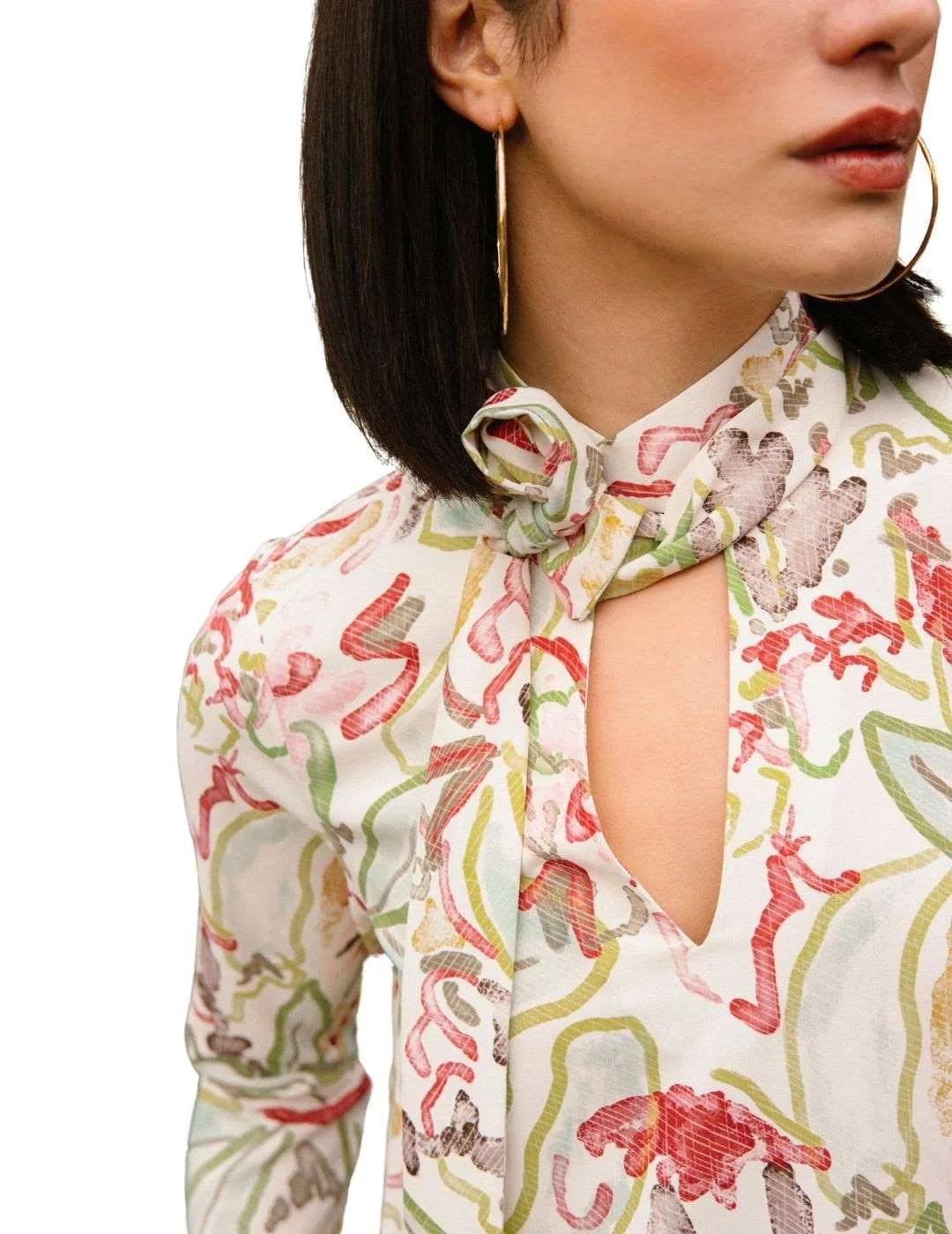 PAROLE Blusa lazada estampada