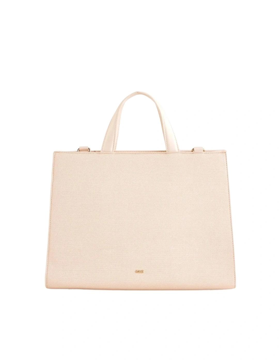 Gaudi Bolso crema con asa superior y logotipo
