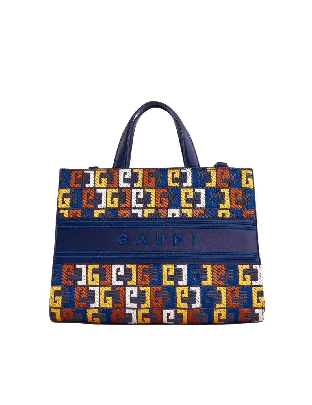 Gaudi Bolso azul con asa superior y logotipo