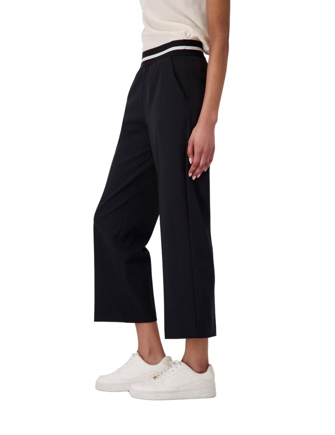 Monari Pantalones Negros raya blanca cintura