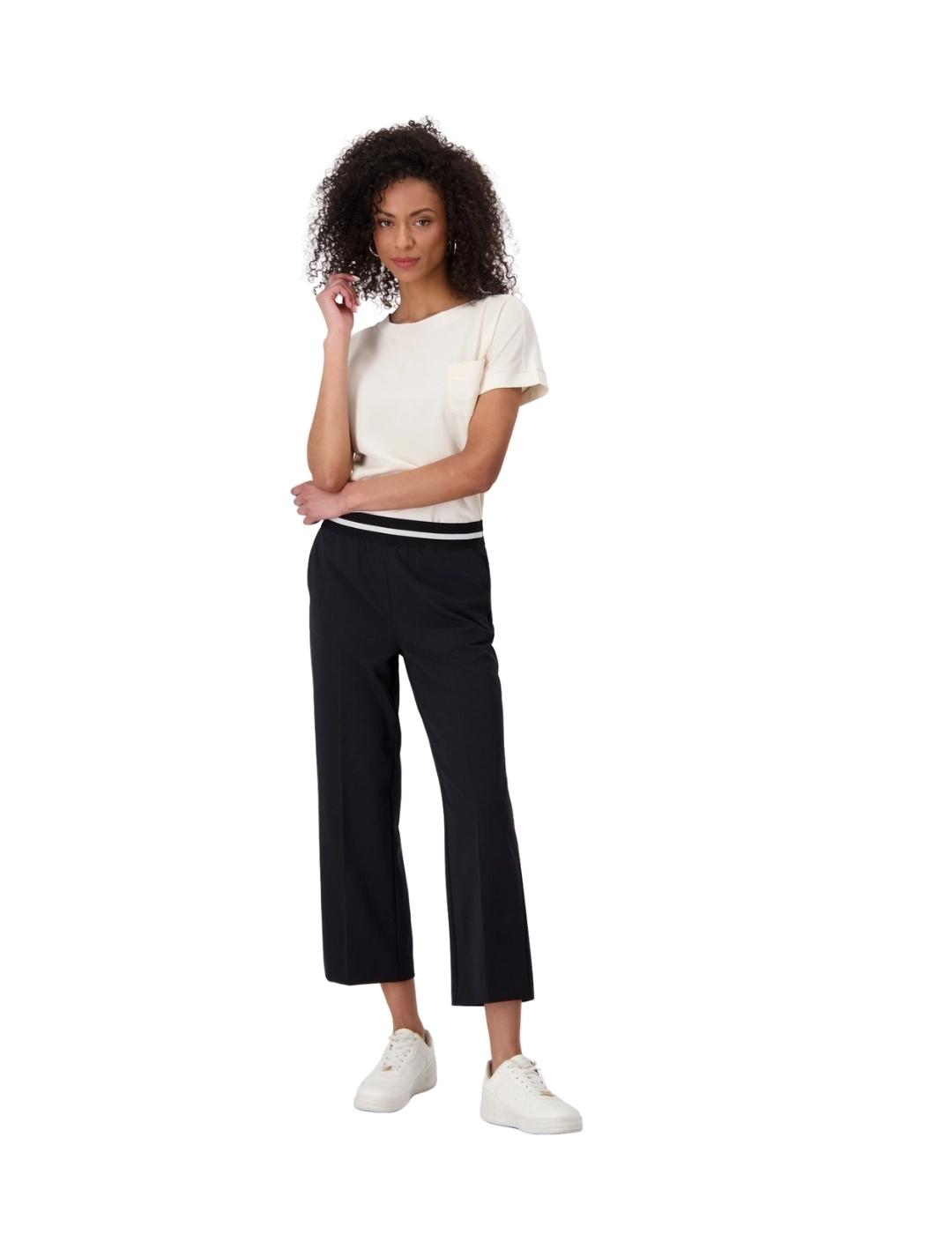 Monari Pantalones Negros raya blanca cintura