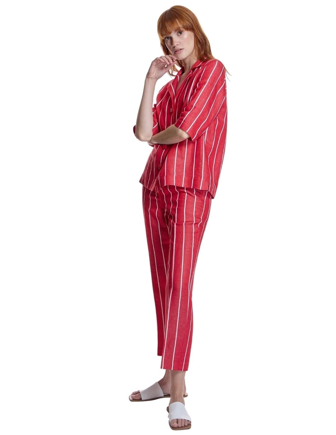 Alba Conde Pantalón Rojo de rayas