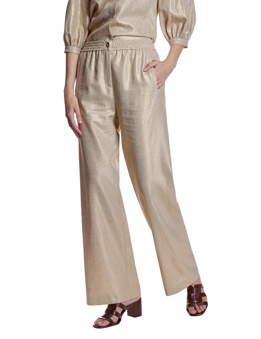 Alba Conde Pantalón Fluido Oro