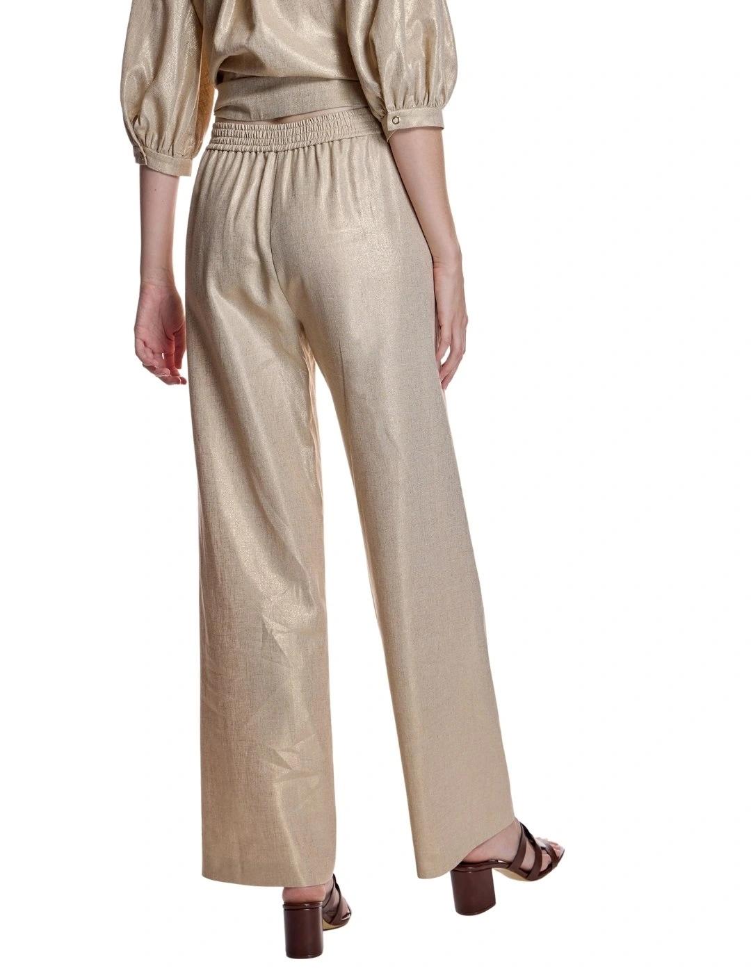 Alba Conde Pantalón Fluido Oro