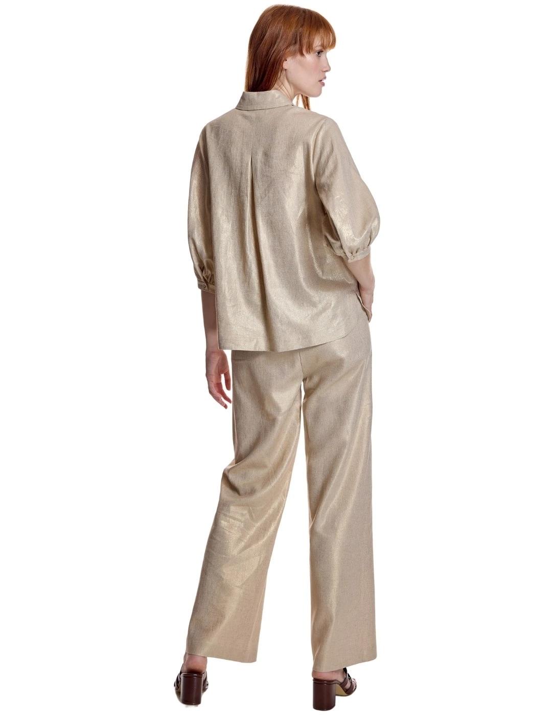 Alba Conde Pantalón Fluido Oro