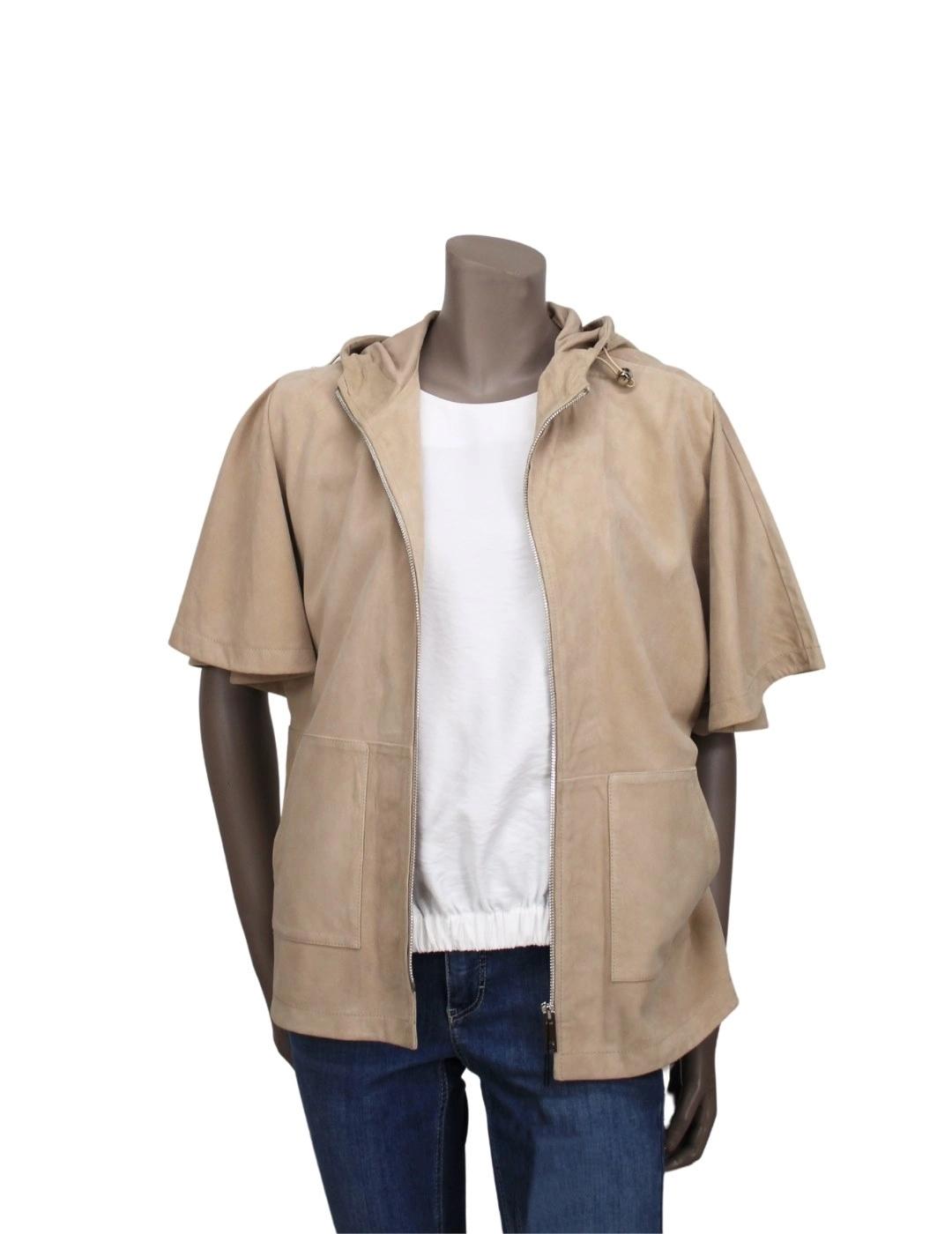 TORRAS Chaqueta manga corta de ante beige