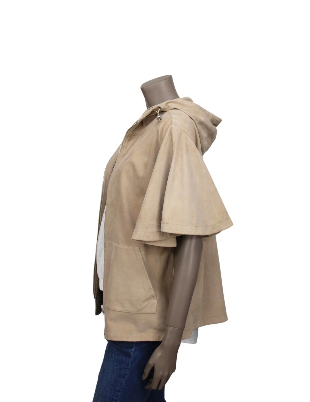 TORRAS Chaqueta manga corta de ante beige