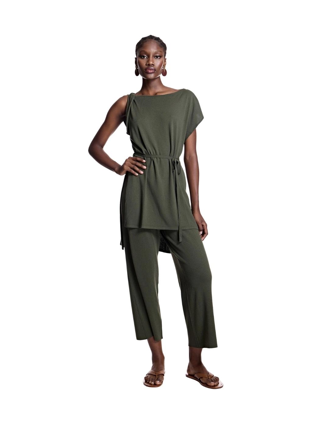 Alba Conde Pantalón de punto tobillero Kaki