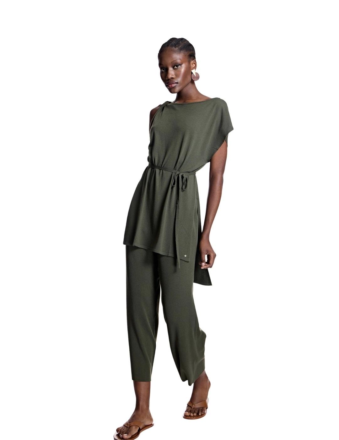 Alba Conde Pantalón de punto tobillero Kaki