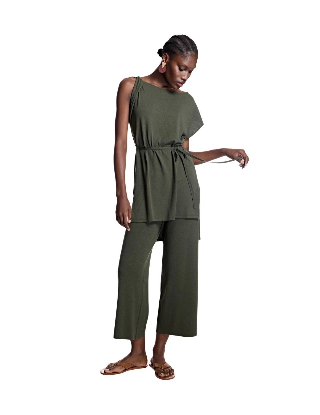 Alba Conde Pantalón de punto tobillero Kaki