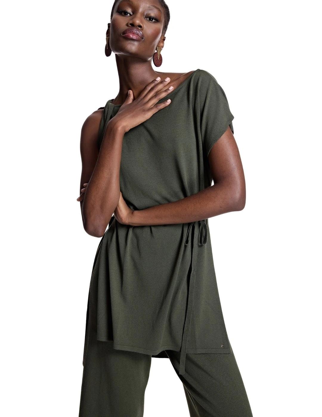 Alba Conde Pantalón de punto tobillero Kaki