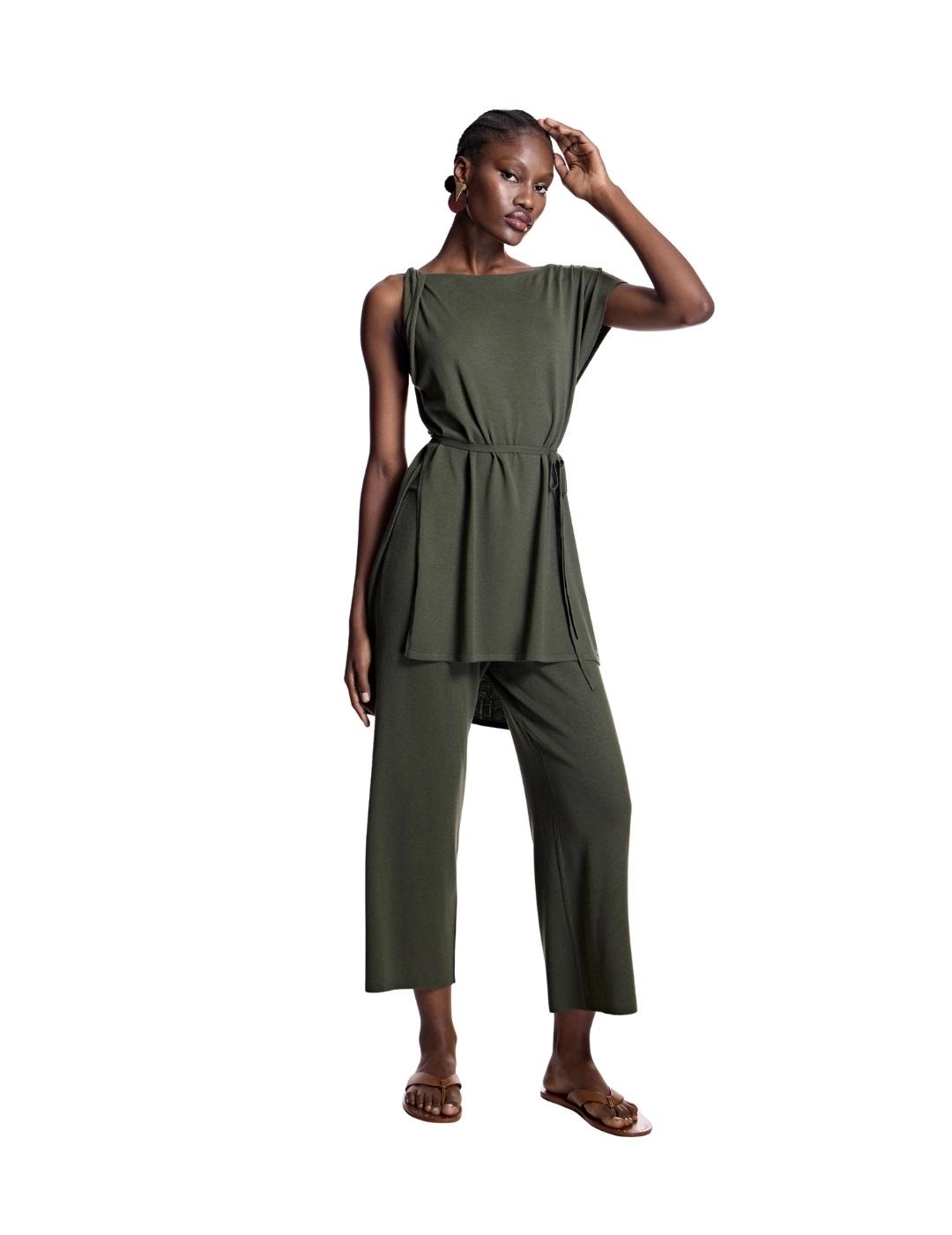 Alba Conde Pantalón de punto tobillero Kaki