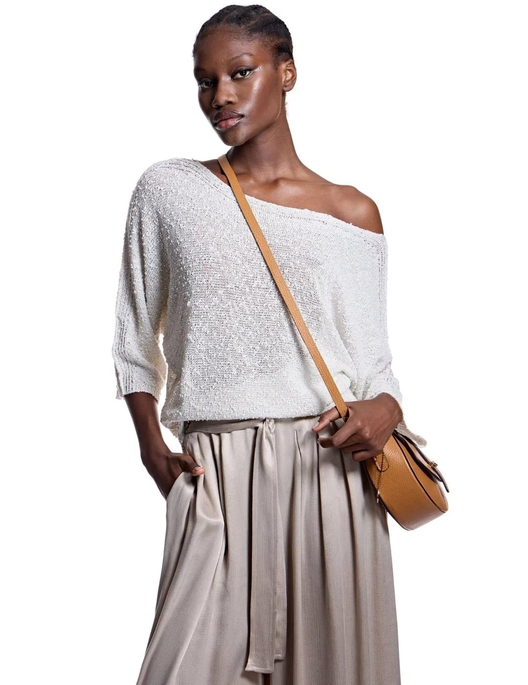 Alba Conde Jersey crudo escote barco