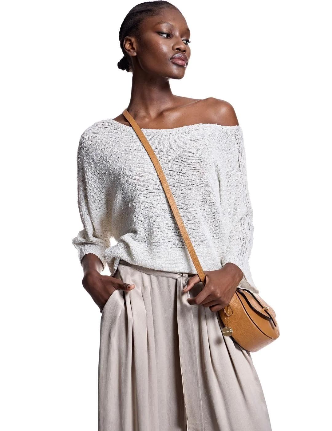 Alba Conde Jersey crudo escote barco