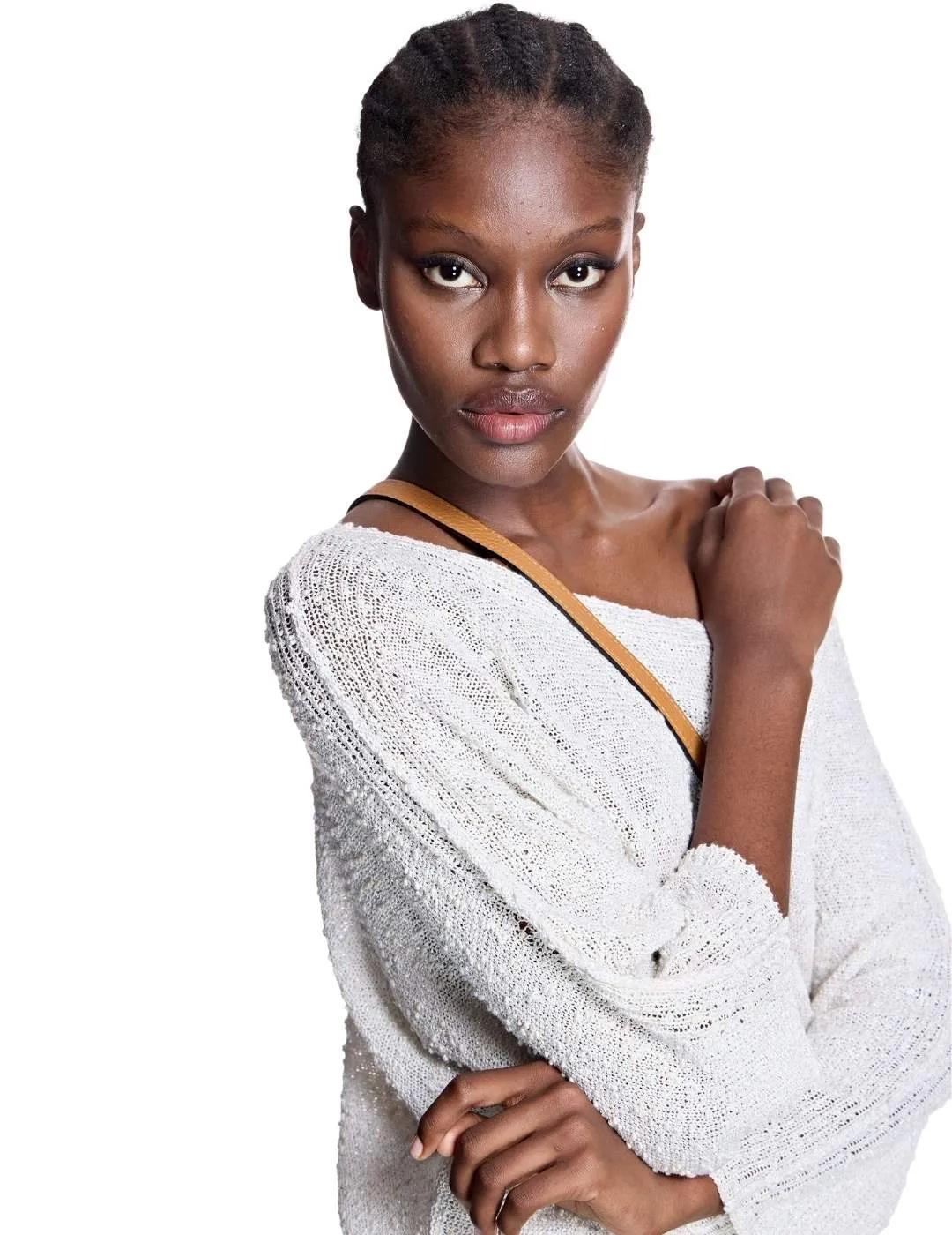 Alba Conde Jersey crudo escote barco