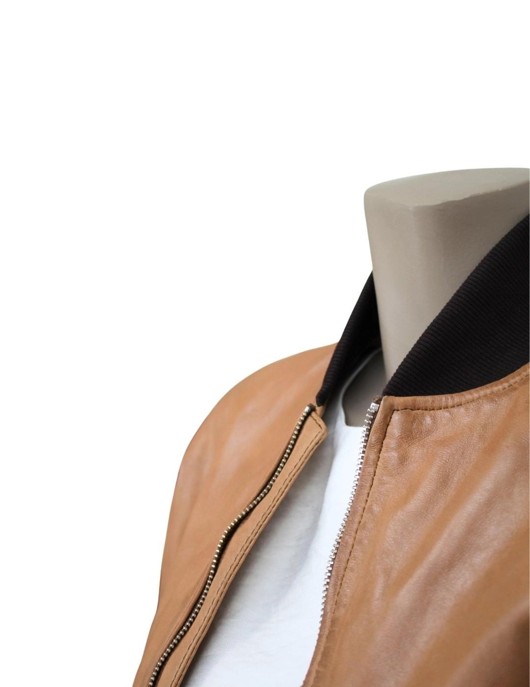 SIOSI Cazadora Marrón de cuero Siroco