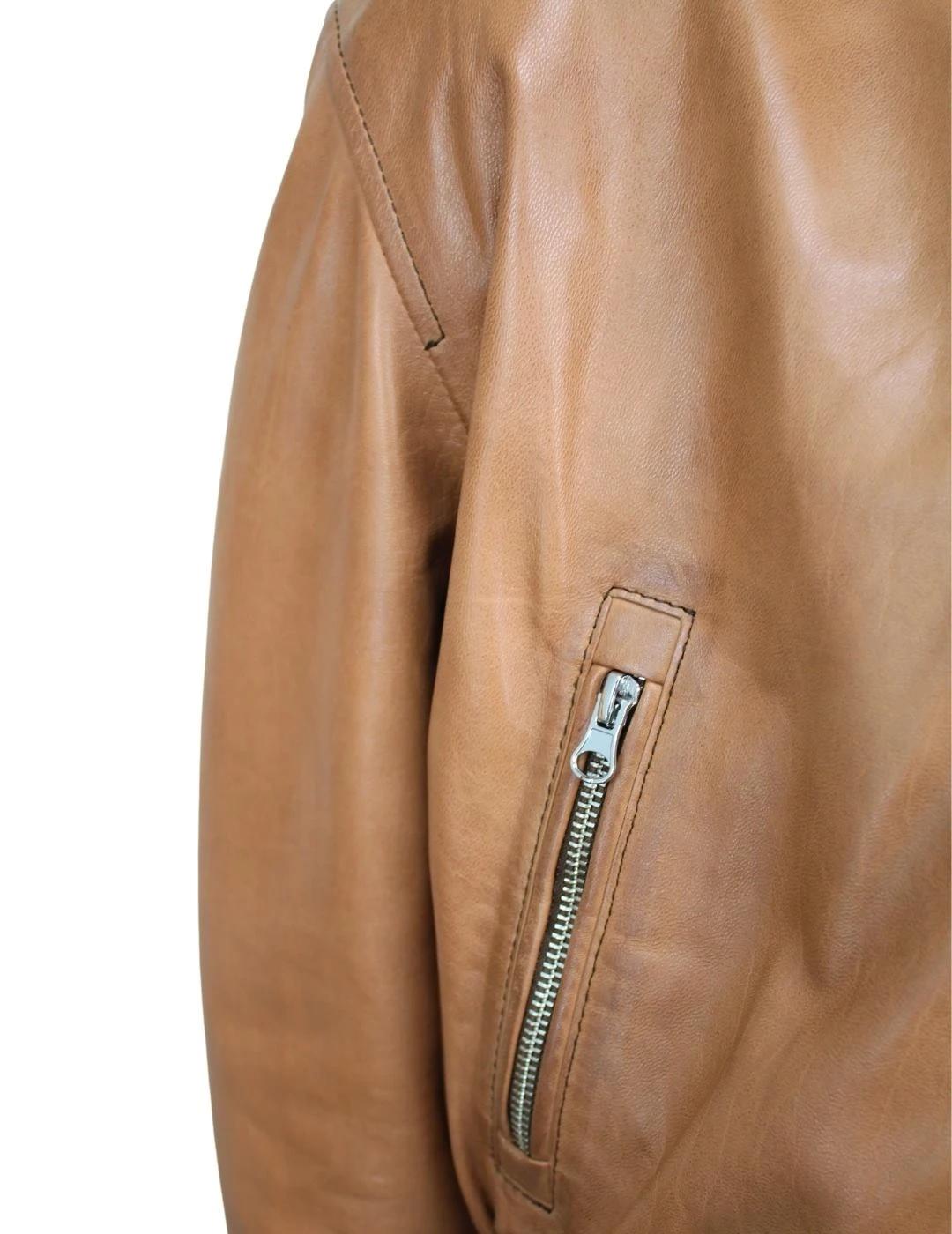 SIOSI Cazadora Marrón de cuero Siroco