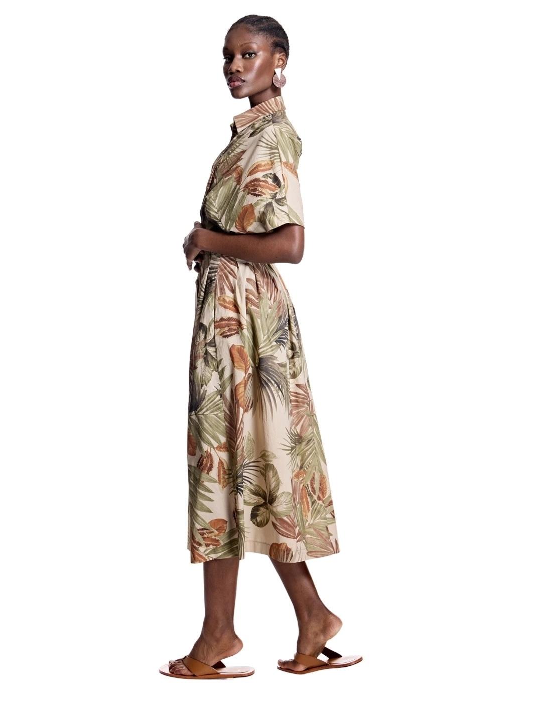 Alba Conde Vestido camisero estampado tropical