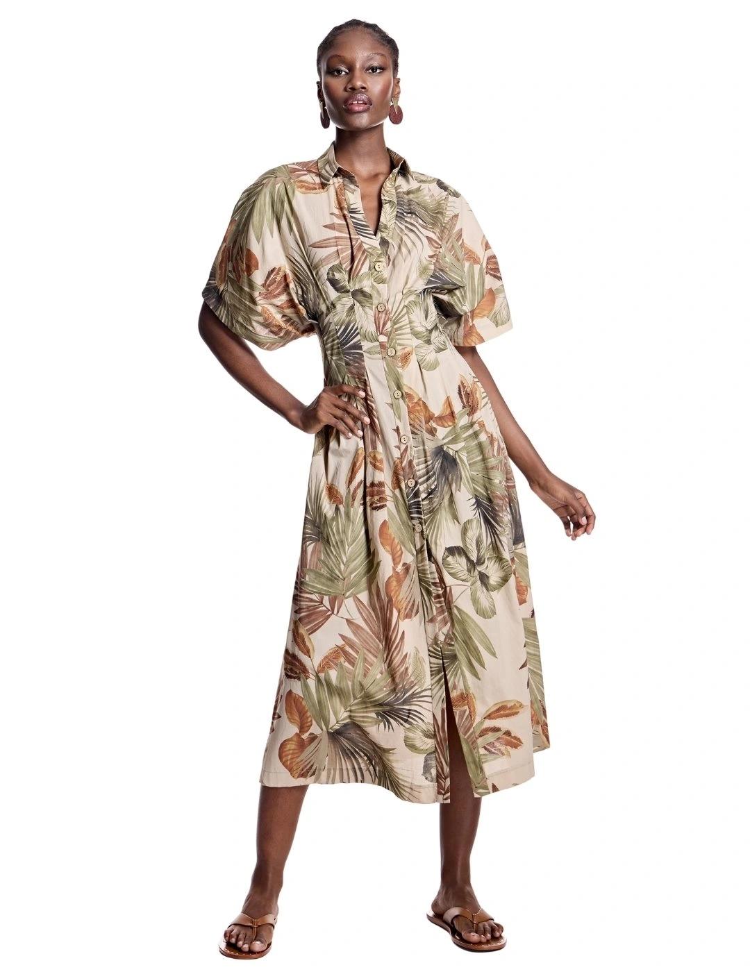 Alba Conde Vestido camisero estampado tropical