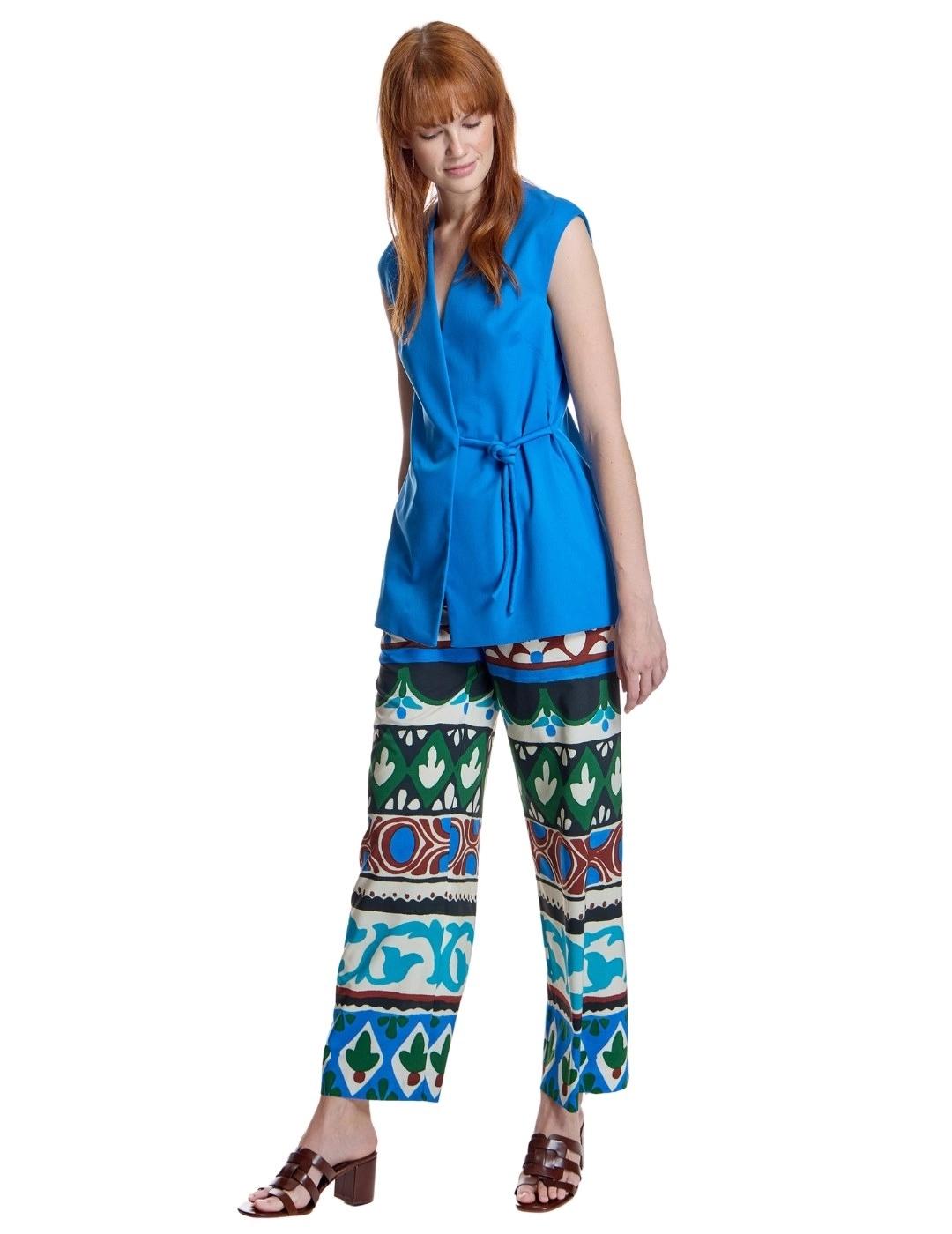 Alba Conde Pantalón azul estampado multicolor