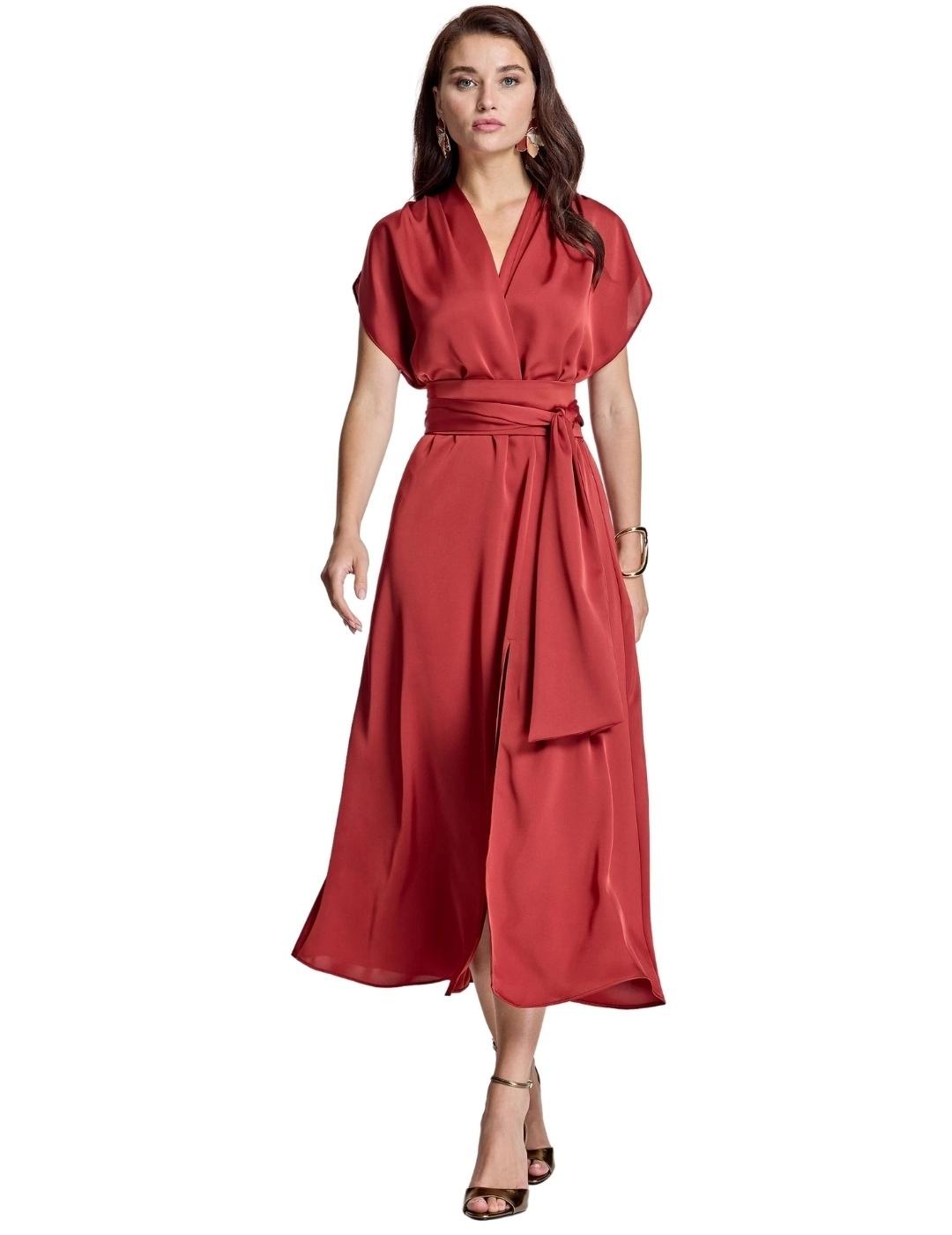 Alba Conde Vestido Cruzado granate