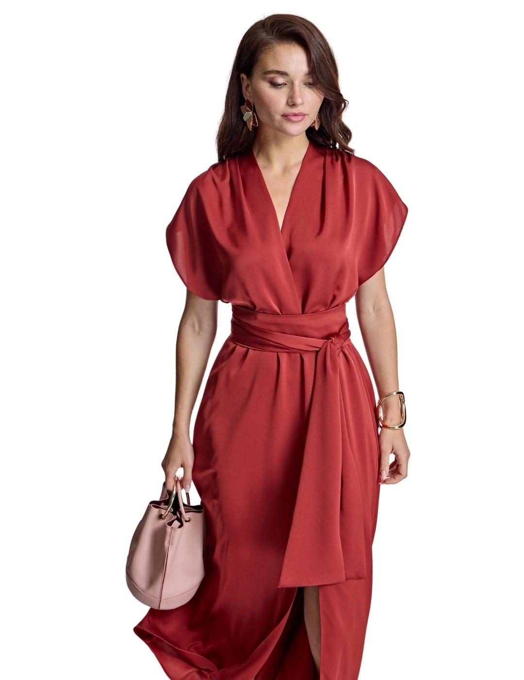 Alba Conde Vestido Cruzado granate