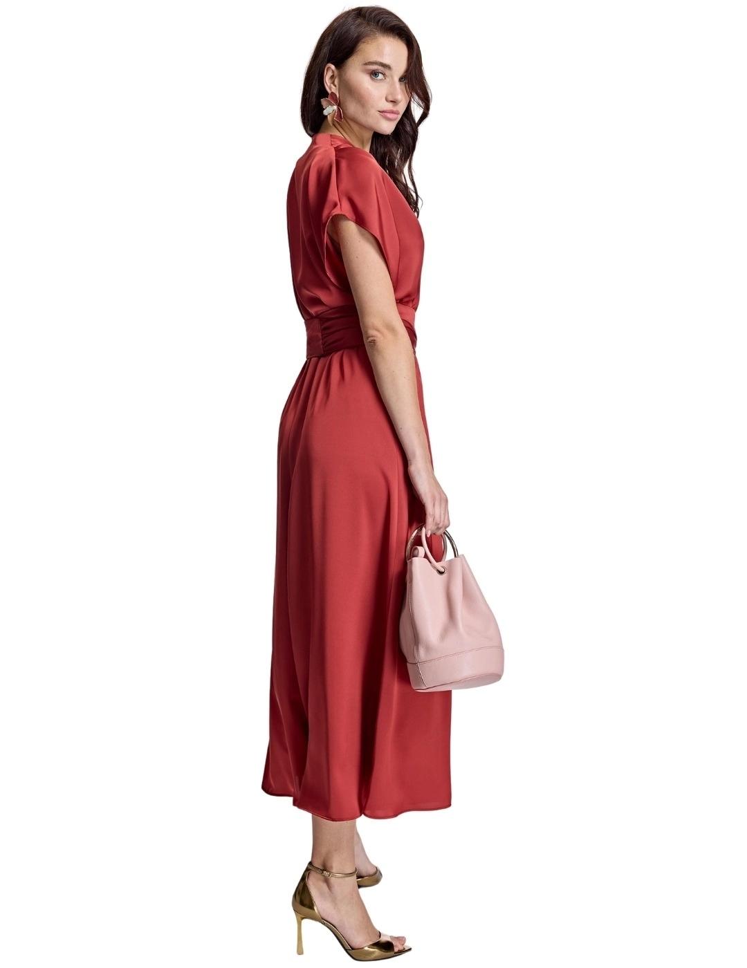 Alba Conde Vestido Cruzado granate
