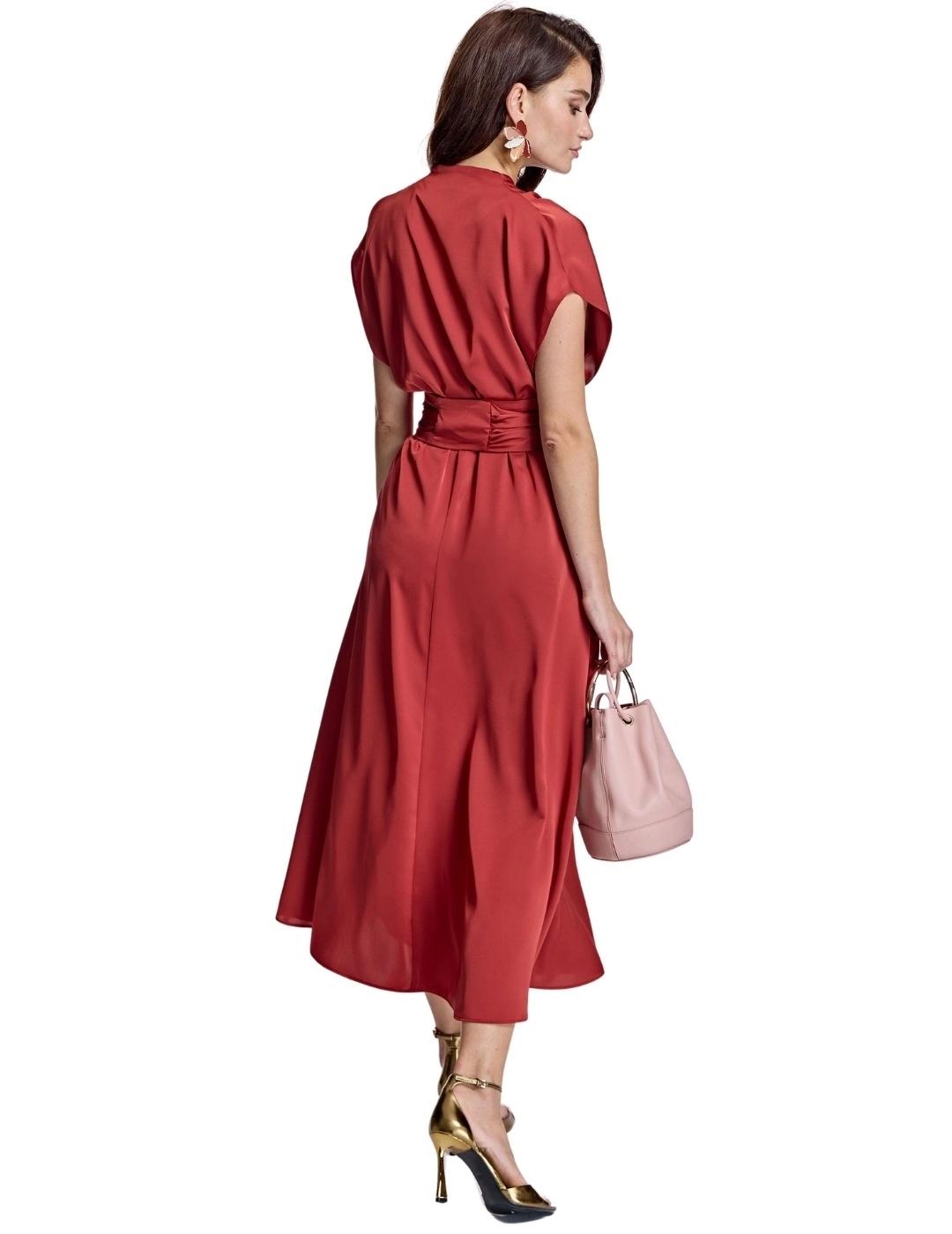 Alba Conde Vestido Cruzado granate