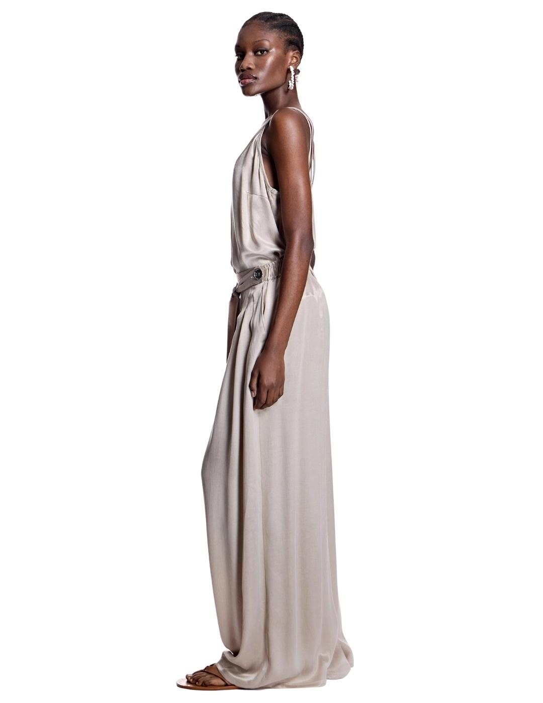 Alba Conde Pantalón fluido satén piedra