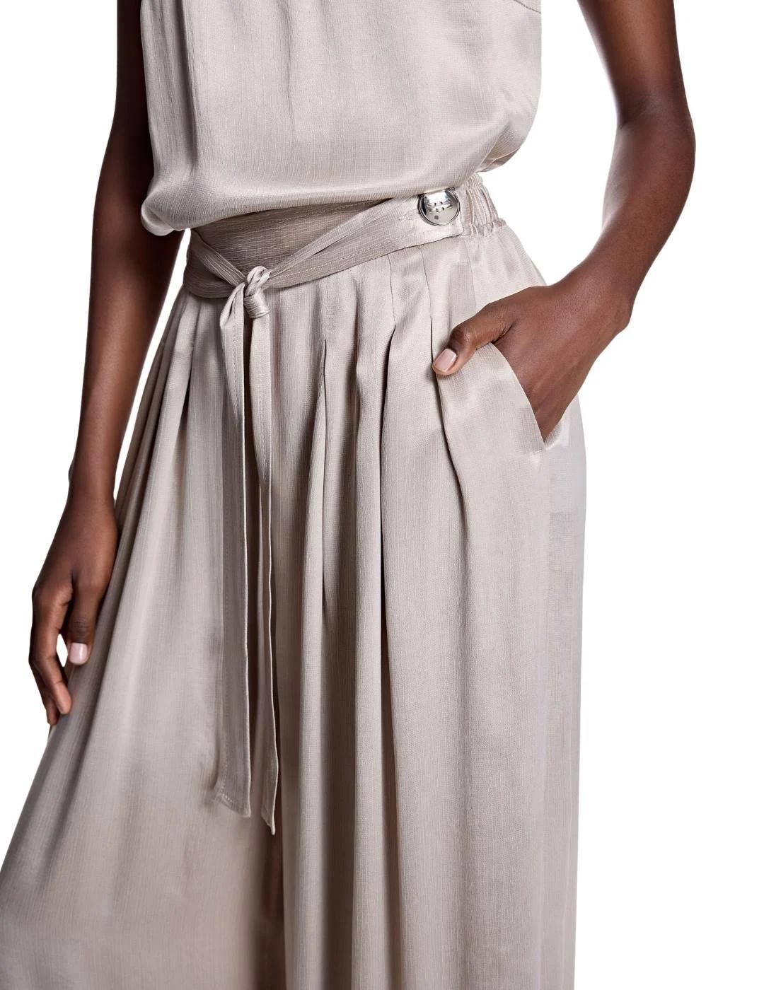 Alba Conde Pantalón fluido satén piedra