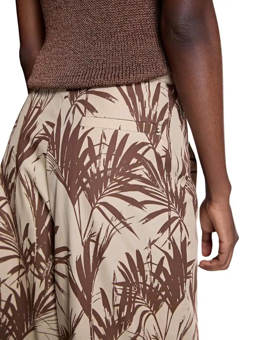 Alba Conde Pantalón estampado hojas marrón