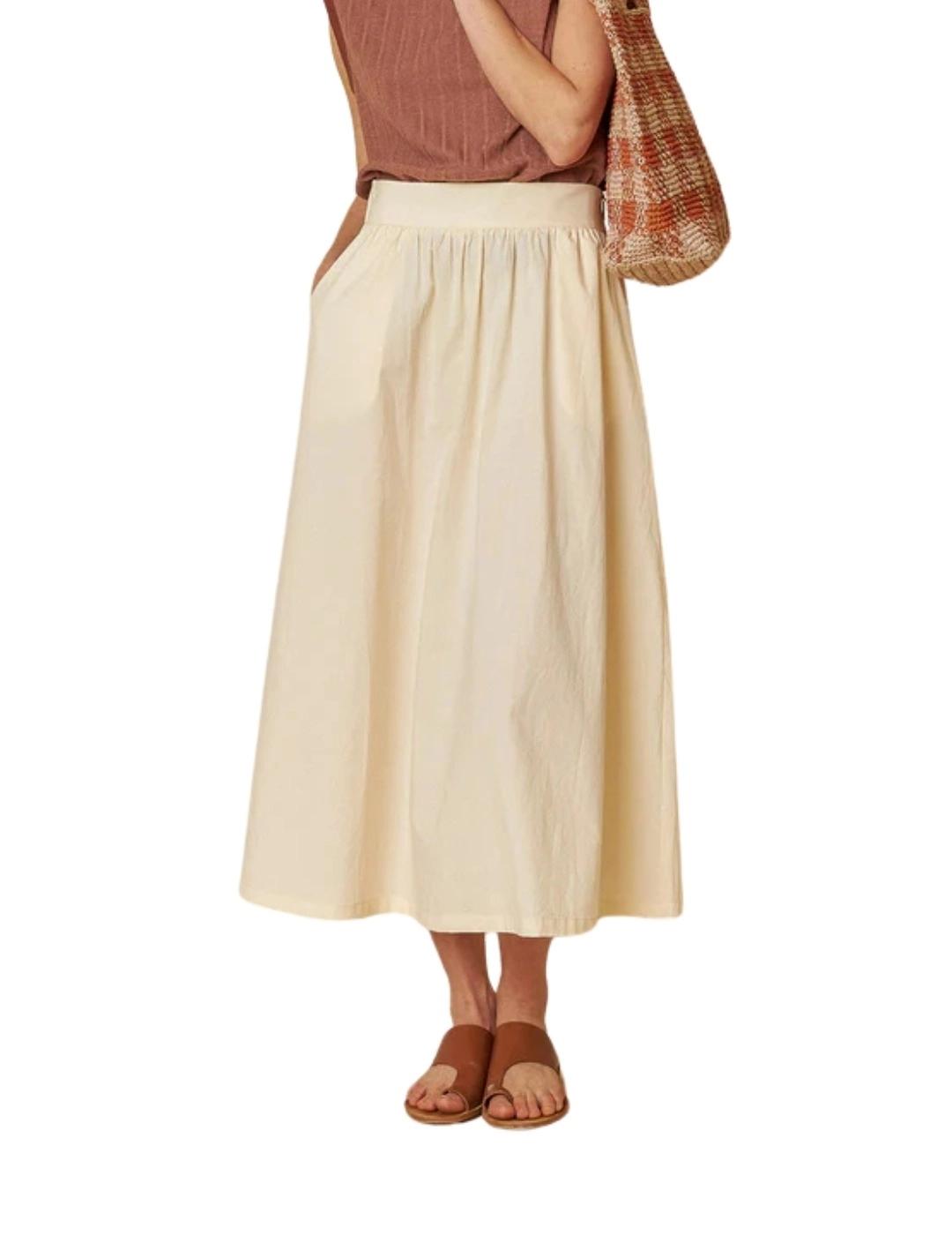 Indi & Cold Falda Midi Popelín Crudo